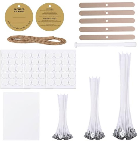 Bolosa 60 Stück Kerzendocht, Kerzendochte für Kerzen, Kerzen Docht Set, Kerzendocht Kaufen, Kerzendochte für Dicke Kerzen, Kerzen Selber Machen Set, Dochte für Kerzen Gießen, Candle Wick(10/15/20cm Y)