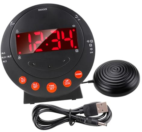 Zerodeko 1juego Reloj Despertador con Función De Sacudida para Sordos y para Dormitorio y USB para