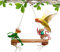 Oseczmut Vogelschaukelspielzeug aus, Vogelsitzspielzeug - Papageienbarsch aus Naturholz - Metallhaken-Design, Vogelschaukel-Spielzeug, praktisch für Sittiche, mittelgroße Papageien,