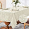 Romanstile Tischdecke abwaschbar 140x180 Creme Weihnachten rechteckig Luxuriös Jacquard-Damast Muster wasserabweisend Tischtuch Table Cloth für Geburtstag,Feste,Silvester,Party,Jahrestag,Restaurant