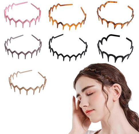 Diyxisk Square Headband, 7 Pièces Antidérapant Serre Tete Peigne, Dentelé Serre Tete, Unisexe Serre Tête, Utilisé pour le Maquillage, le Masque Facial, le Yoga, le Lavage du Visage