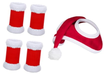 harayaa Bonnet de Noël pour Cheval 4X Bandages pour Jambes de Cheval Accessoires équestres Chauffe-Jambes Bonnet de Vacances Protège-Jambes Guêtres, 35cmx43cm