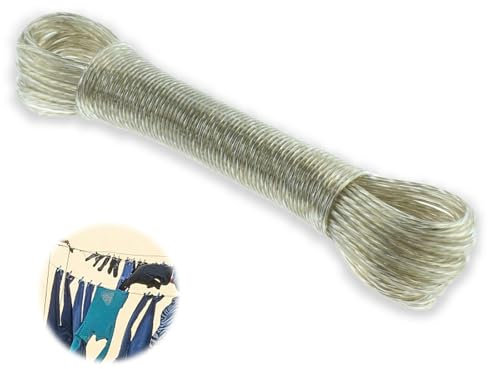 20m Wäscheleine Halten, Wäscheleine Extra Stark Mit Stahlkern, Stabil Wäscheleinen Flexible Wäscheseil, Reißfest Und Rostfest, Für Drinnen Und Draußen