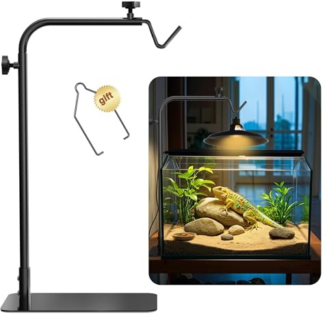 Josmimic Support lampe chauffante reptiles réglable 45,7–81,3 cm, base lourde, pour pogona tortue serpent lézard, lampes dôme pour terrarium aquarium