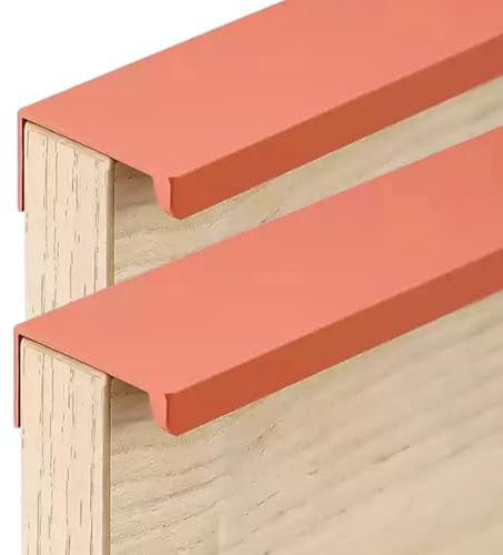 RSWZSFL 2 Stück Schrankgriff Verdeckte Möbelgriffe mit Schrauben Schubladengriffe Aluminium Türgriff Unsichtbarer Küchengriff Griffe für Kommoden,Küchenschränke (Orange,Pitch:320mm)