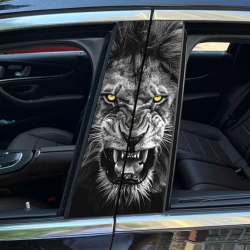 Löwe Auto Aufkleber Und Abziehbilder,Wasserdichte B-Säule Aufkleber,Leopard Personalisierte Fahrzeug Tür Säule (3,50x25cm)