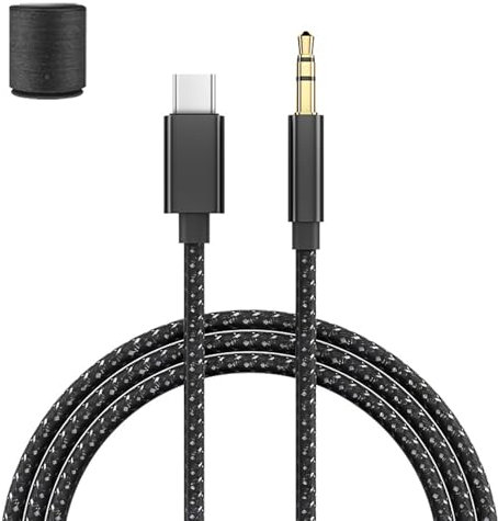 Cable USB C a Jack 3.5mm Auxiliar, Cable Tipo C a 3.5mm 1M Nylon Trenzado, Adaptador Estéreo Auriculares para Galaxy S23 S22 S21 S20 Ultra Z Flip, Pixel 8 7 6, Huawei P40 P30 Mate 20, Xiaomi 9 8