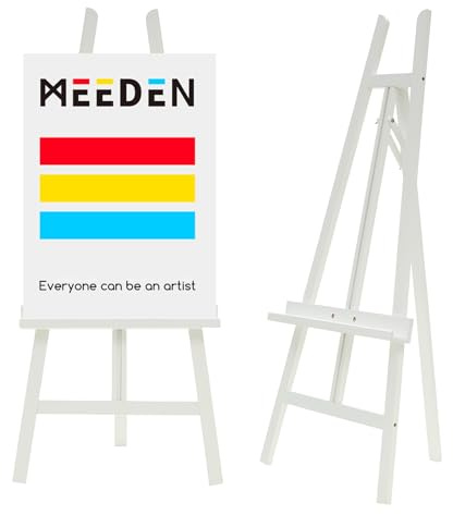 MEEDEN Art Easel Stand for Display: Adjustable Wooden Stands for Sign - A Frame Painting Easel for Canvas up to 60 for Artist Adults Drawing Picture Poster - White