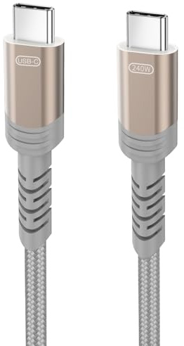 Ubluker Cable USB C a USB C Corto de 0,5M, 240W 100W 60W Cable de Carga Ultrarrápida USB Tipo C Premium con Emarker Trenzado Sync de Datos Audio Para iPhone 17 16 16e 15 Galaxy S25 MacBook Portátil