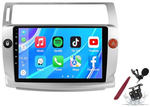 Radio estéreo para coche Android 14 para C-itroen C4 C-Triomphe C-Quatre (2004-2009) Reproductor multimedia con pantalla táctil de 9 con navegación GPS Carplay FM RDS Bluetooth 5G-WiFi SWC DSP,M100s