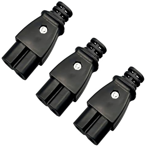3 Stück C8/C7 Stecker IEC Einlass Modul, Gerade Stecker 2 Polig Heißgerätestecker, 250V AC 2,5A Gerätestecker für Sichere Stromversorgung