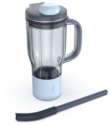 Ninja BlendBoss Travel Tumbler with Lid, Compatible with Ninja BlendBoss Blender, Cup-Holder Friendly, Spout Lid with Removeable Straw, Dishwasher Safe, Cyberspace XSKDB324LSCY