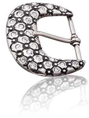 FREDERIC HERMANO Gürtelschnalle Buckle 40mm Metall Silber Geschwärzt - Buckle Strass - Dornschliesse Für Gürtel Mit 4cm Breite - Silberfarben Geschwärzt