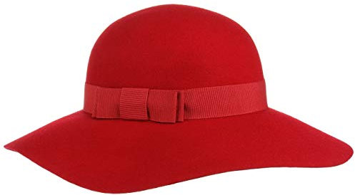 Lipodo Capeline pour Femme Uni - Made in Italy Chapeau avec Ruban Gros Grain Hiver Automne-Hiver - Taille Unique Rouge