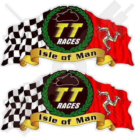ISLE von MAN TT Rennen MANX Moto GP Rennen 75mm Auto & Motorrad Aufkleber, x2 Vinyl Bike-Helm Aufkleber, Abziehbild