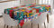 ABAKUHAUS Weihnachten Tischdecke, Lustiges Xmas Winter Muster, 140 x 240 cm, Druck mit Klaren Farben ohne Verblassen Waschbar für innen oder Außen Bereich, Rot Teal Weiß