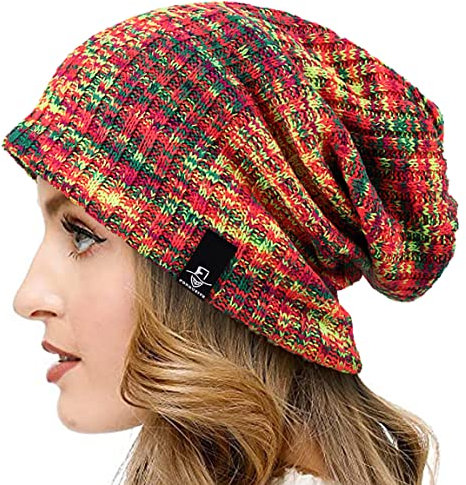 VECRY Damen Lässige Mütze Stricken Baskenmütze Gerippte Schädelkappe Winter Sommer Hüte (Multi Rot)