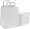 Venuscello® 250 x Paper Bags With Handles SOS Food Carrier White Kraft Bag with Flat Handle for Food Sweet Gifts Shopping Cloths Jewellery - 8.5 x 10 x 4.3