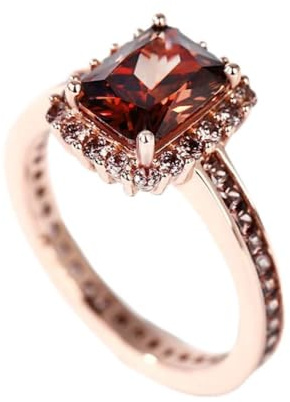 Jeulia 2.5 Karat Diamantring Frauen 925 Sterling Silber Smaragdschliff Ringe Kaffee Zirkonia CZ Verlobungsringe Jubiläumsversprechen Romantischer Schmuck Geschenkbox (56 (17.7))