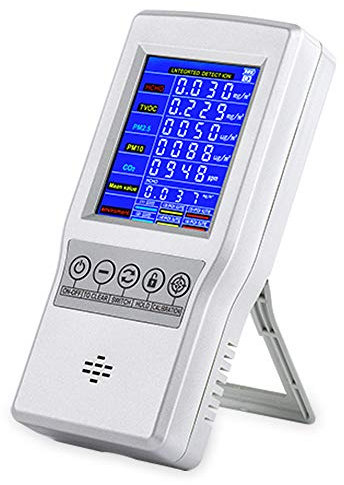 BIAOLING Air Quality Monitor Accurate Tester for CO2 Formaldehyde(HCHO) TVOC PM2.5/PM10 Multifunctional Air Gas Detector Real Time Data&Mean Value Recording for Home Office and Various Occasion