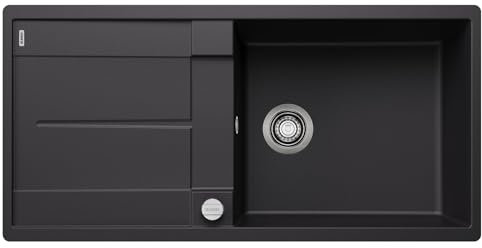 BLANCO METRA XL 6 S-F | Granitspüle aus SILGRANIT schwarz | Einbauart: Flächenbündig | reversibel | für 60 cm breite Unterschränke | Großes Becken | Reinigungsfreundliche Öberfläche