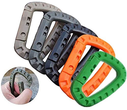 Wolike 5 Pcs Tactical Carabiner Clip D Shape High Strength Plastic Hook Keychain for Backpack/Keychain Outdoor Climbing Accessories