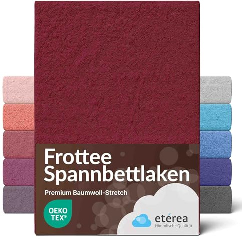 etérea Frottee Spannbettlaken 180x200–200x200 cm Bordeaux – warmes Frottier-Spannbetttuch 80% Baumwolle 20% Polyester, kuscheliger Winter-Komfort mit Rundumgummi für Doppelbett, King-Size & Boxspring
