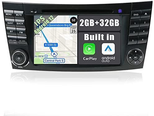 YUNTX Android 10 2 DIN Autoradio Fit for Mercedes Benz Clase E W211/Clase C W219-2G+32G- Cámara&Mic Gratis -Support Dab/Bluetooth 5.0/Mirrorlink/Control del Volante/Carplay