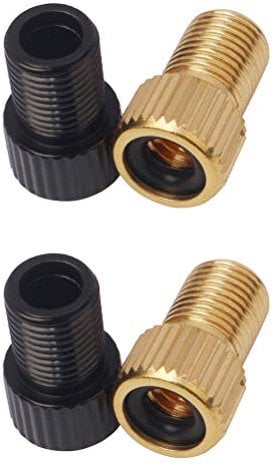 4 Stück Fahrrad Ventil-Adapter, Kupfer und schwarz Ventil Schrader Ventiladapter Fahrrad Autoventil Ventiladapter aus mit Dichtring für Fahrradventile