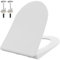 TOSANEO WC-Sitz mit Absenkautomatik Toilettendeckel Antibakterieller Toilettensitz Klobrille Klositz Klodeckel Duroplast Softclose Quick-Release Funktion Weiß D-Form Slim