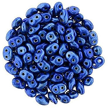 5 g Matubo SuperDuo 2-Loch glasperlen Bohmisch, Metalstust Krone blau 2,5x5 mm (metalust crown Blue)