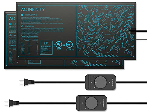 AC Infinity SUNCORE A3X2 – 2er-Set Heizmatten 25 x 52,7 cm | Mit Temperaturreglern, UL- & MET-zertifiziert, wasserdicht, für Indoor-Gärten, Hydroponik, Keimung und Stecklingsvermehrung