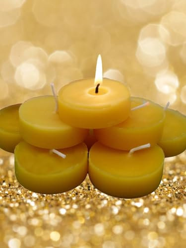 POMMERNTRAUM ® | Maxiteelichter aus 100% Bienenwachs ohne Aluhülle Bienenwachsteelichter HANDMADE IN GERMANY (8-er Pack Maxiteelichter)