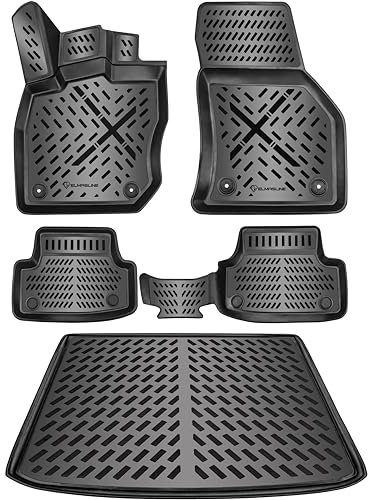 ELMASLINE Juego de alfombrillas de goma 3D y bandeja de maletero para VW Golf 8 (2020-2025) | Variant/Combi | no encaja en híbrido suave (eTSI)