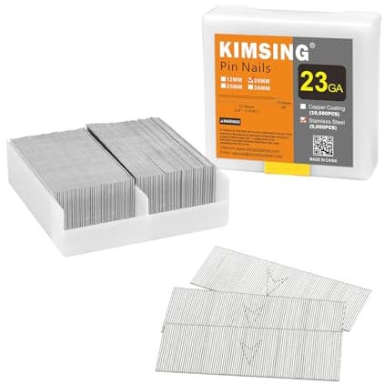 P620SS (20mm Stainless Steel) 23 Gauge Pinner Nails, 9000 PCS/Box, Nails for Air Power Pin Nail Gun, Micro Pinner Nailer for Cabinets, DIY Furniture, Light-Duty Wood Work, etc