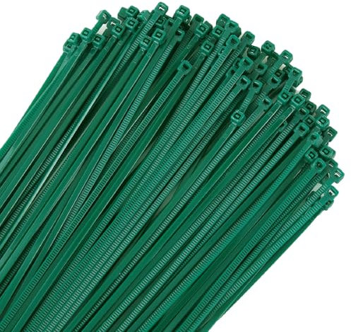 Fascette fermacavi autobloccanti da giardino, in nylon, 3 mm, colore verde scuro, 100 pezzi