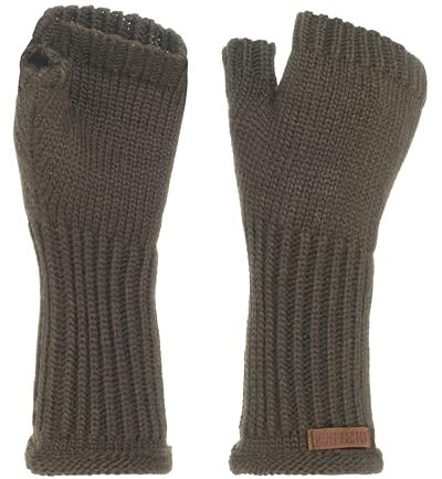 KNIT FACTORY - Cleo Handstulpen - Fingerlose Handschuhe - Gestrickte Handschuhe für Winter - Damen Handstulpen aus Wolle - Hochwertige Qualität - Cappuccino
