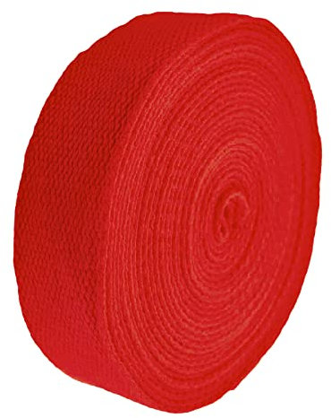 5m Gurtband 25mm 100% Baumwolle Gurtbänder Tragegurt Taschengurt Variantenwahl, Größe:25 mm | 2.6 mm, Farbe:rot