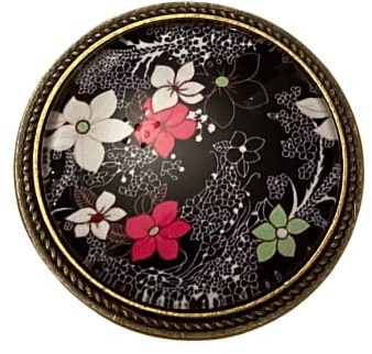 Fleur - Grosse broche cabochon verre de 30mm