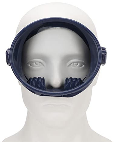 Asixxsix Masque De Plongée, Masque De Plongée avec Tuba, Lunettes De Plongée Ovales, sans Buée Masque De Plongée en Verre Trempé étanche à Large Vision, Ajustable pour Les Adultes (Bleu)