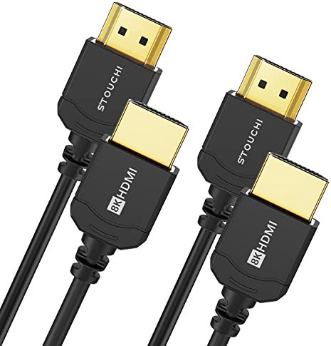 Stouchi Cable HDMI 2.1 ultrafino 8 K 2 M, cable HDMI 2.1, cable HDMI extremadamente flexible, compatible con 10K 8K120 4K120 144 Hz, eARC HDR10 4:4:4 HDCP 2.2 y 2.3 Dolby compatible con PS5/Xbox 2