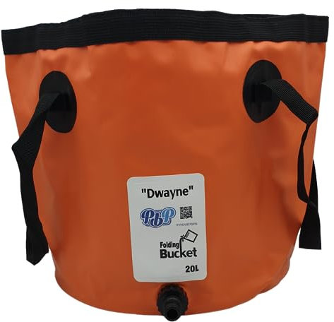 PBP Handy Folding Bucket 20L - DWAYNE With Quick Hose Connector (Orange)