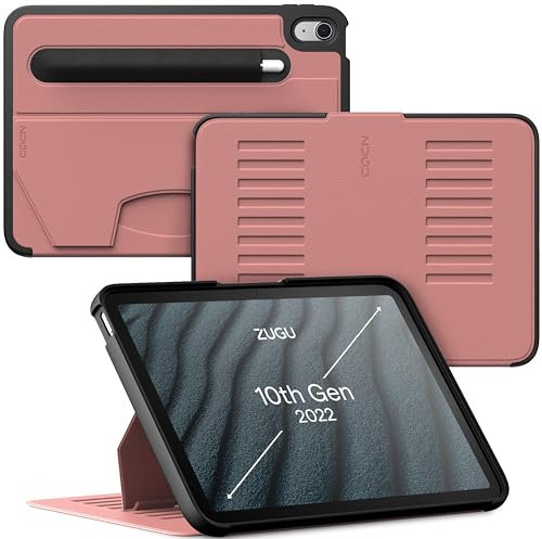ZUGU CASE iPad 10.9 Hülle 11. / 10. Generation (A16 2025/2022), schlanke Schutzhülle 8 Winkel-Ständer magnetisch, Stifthalter, Auto Sleep/Wake UP [ Wüstenrose Rosa ]