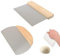 Fyfjur Dough Scraper, Stainless Steel, Pack of 2 Dough Card with Scale and Wooden Handle, Semicircular and Rectangular Dough Cutter, Dough Spatula for Cutting Dough, Pizza, Nougat, DIY Baking Scraper