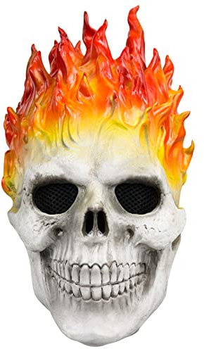 Yearsahrk Schädel Maske Ghost Rider Maske Flamme Skelett Gruseliger Dämon Ritter Vollkopfhelm Halloween Cosplay Party Kostüm Requisiten