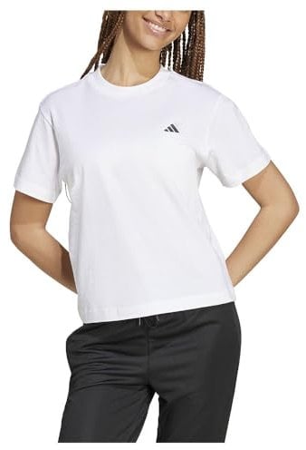 adidas Damen Essentials SMALL Logo T-Shirt, White, L