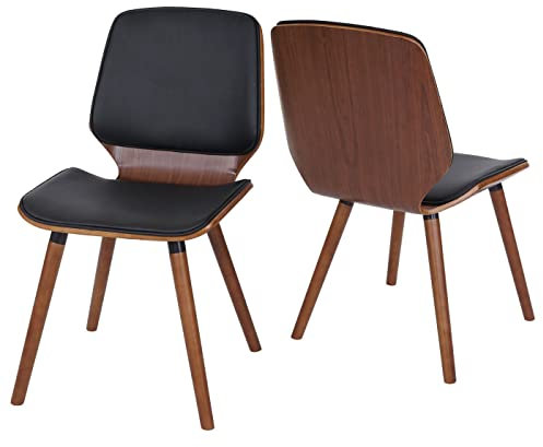 Décoshop26 - 2 sillas de comedor de madera curvada, diseño retro nogal sintético, negro 04_0000216