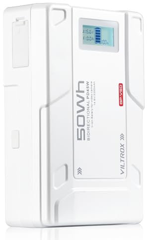 VILTROX V Mount Akku 3350mAh 50Wh 14,8V Mini V Lock Akku unterstützt 45W PD USB-C Schnellladegerät, mit Dual D-TAP, BP, USB-A, OLED-Display für Videoübertragung,Kamera,Camcorder,Monitor,LED-Licht