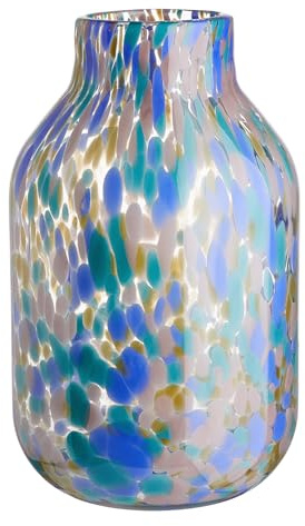 BUTLERS Blumenvase Glas - Confetti - Zylindrisch | Farbe Blau - ø17 x H28 cm - Dekovase für Schnittblumen & Zweige - Tischvase für Esstisch & Sideboard