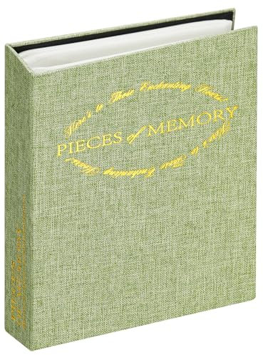 Vienrose Fotoalbum 10x15 Einsteckalbum 100 Fotos, Klein Mini Leinen Fotoalbum zum Einstecken, Traditionell Fotoalben für Familie Hochzeit Baby, Grasgrün